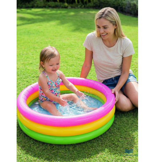 Надувной детский бассейн Intex 58924 "Радуга" 86x25см с мягким дном, для детей 1-3 года, 56л