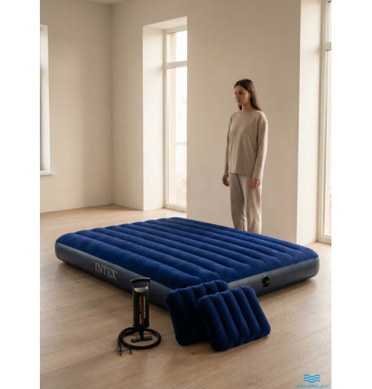 Надувной матрас Intex 64765 "Classic Downy", 152x203x25см с подушками и насосом, до 273кг Надувной матрас Intex 64765 "Classic Downy", 152x203x25см с подушками и насосом, до 273кг