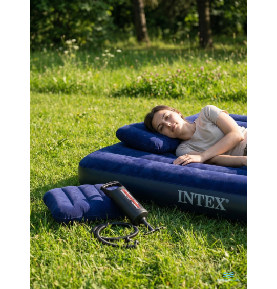 Надувной матрас Intex 64765 "Classic Downy", 152x203x25см с подушками и насосом, до 273кг Надувной матрас Intex 64765 "Classic Downy", 152x203x25см с подушками и насосом, до 273кг