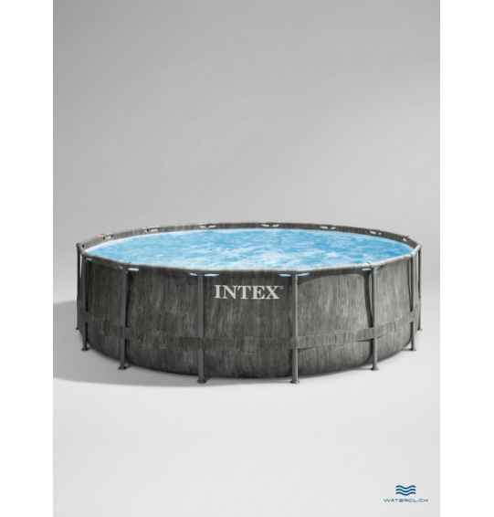 Бассейн каркасный круглый intex 26742 "GreyWood Prism Frame Premium", 457х122см, 16805 л, фильтр-насос, лестница, тент, подстилка