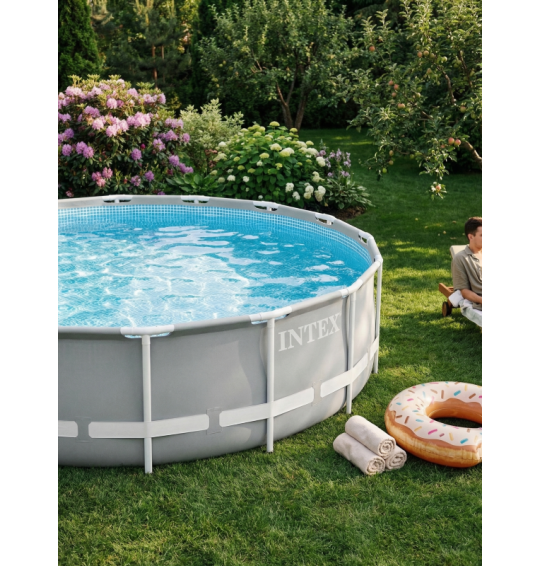 Бассейн каркасный круглый intex 26756 "Prism Frame", 610х132см, 32695 л, фильтр-насос, лестница, тент, подстилка