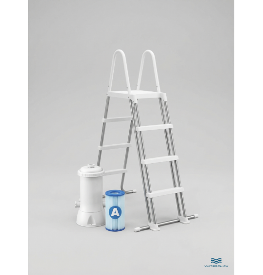 Бассейн каркасный прямоугольный Intex 26790 "Prism Frame Rectangular", 400х200х122см, 8418 л, фильтр-насос, лестница