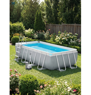 Бассейн каркасный прямоугольный Intex 26790 "Prism Frame Rectangular", 400х200х122см, 8418 л, фильтр-насос, лестница