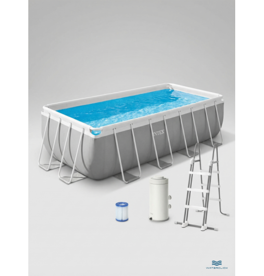 Бассейн каркасный прямоугольный Intex 26790 "Prism Frame Rectangular", 400х200х122см, 8418 л, фильтр-насос, лестница