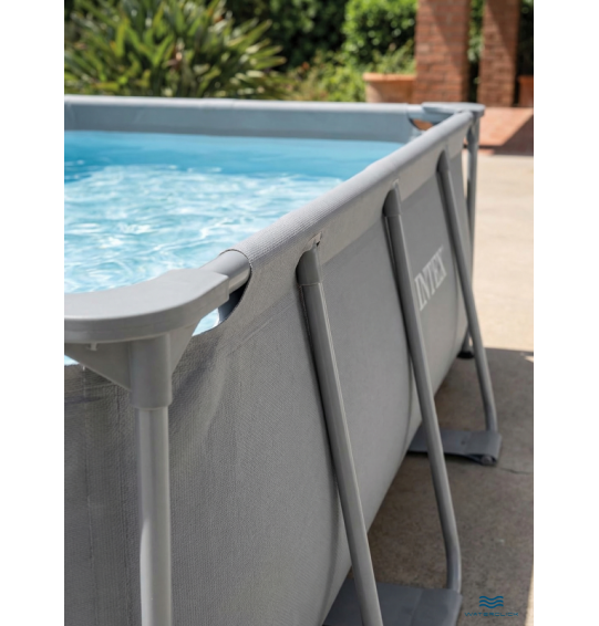 Бассейн каркасный прямоугольный Intex 26790 "Prism Frame Rectangular", 400х200х122см, 8418 л, фильтр-насос, лестница