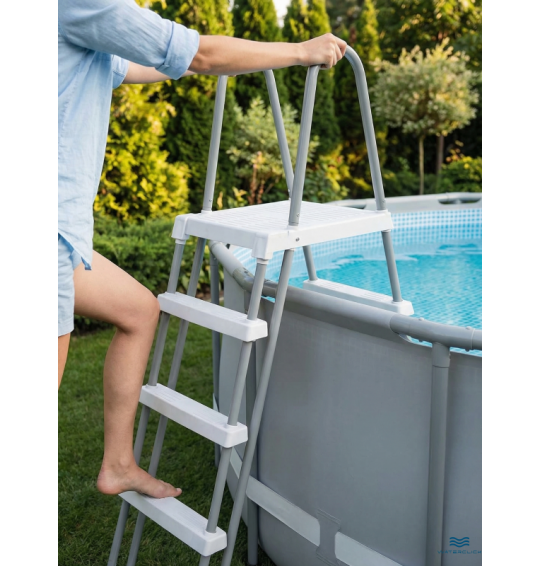 Лестница для бассейнов INTEX 28076, высота -122 см, с площадкой и съёмными ступенями