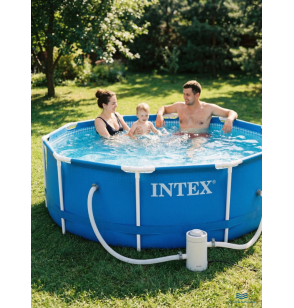 Бассейн каркасный круглый INTEX 28242, 457х122см, 16805л, картриджный фильтр-насос, лестница, тент, подстилка