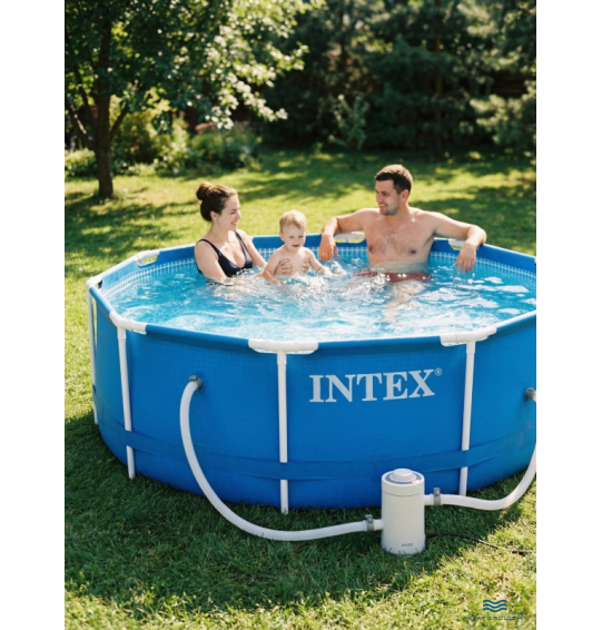 Бассейн каркасный круглый INTEX 28242, 457х122см, 16805л, картриджный фильтр-насос, лестница, тент, подстилка