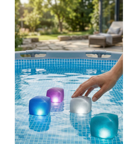 Плавающая подсветка Куб, Intex 28694, 23х23х22см