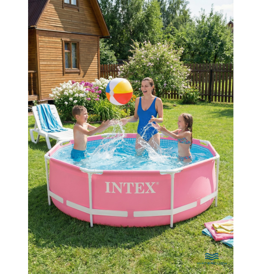 Каркасный бассейн Intex 28290 "Pink Metal Frame", размер 244x76см, объем 2843л