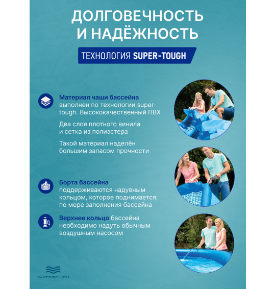 Надувной круглый бассейн 305х76 см , intex 28120 Easy Set, 3853л Надувной круглый бассейн 305х76 см , intex 28120 Easy Set, 3853л